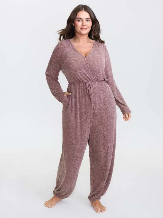 BloomChic Pants - BloomChic Women's Plus Size 14-16/1X Long Sleeve V-Neck Jumpsuit with Pockets
